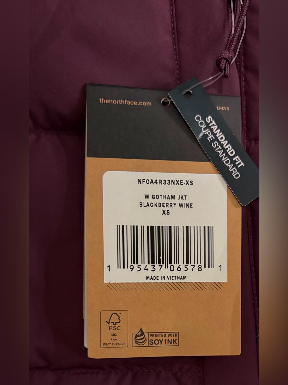 $230 THE NORTH FACE Gotham Insulated Blackberry Wine Jacket Women’s Sz: XS - Picture 5 of 8